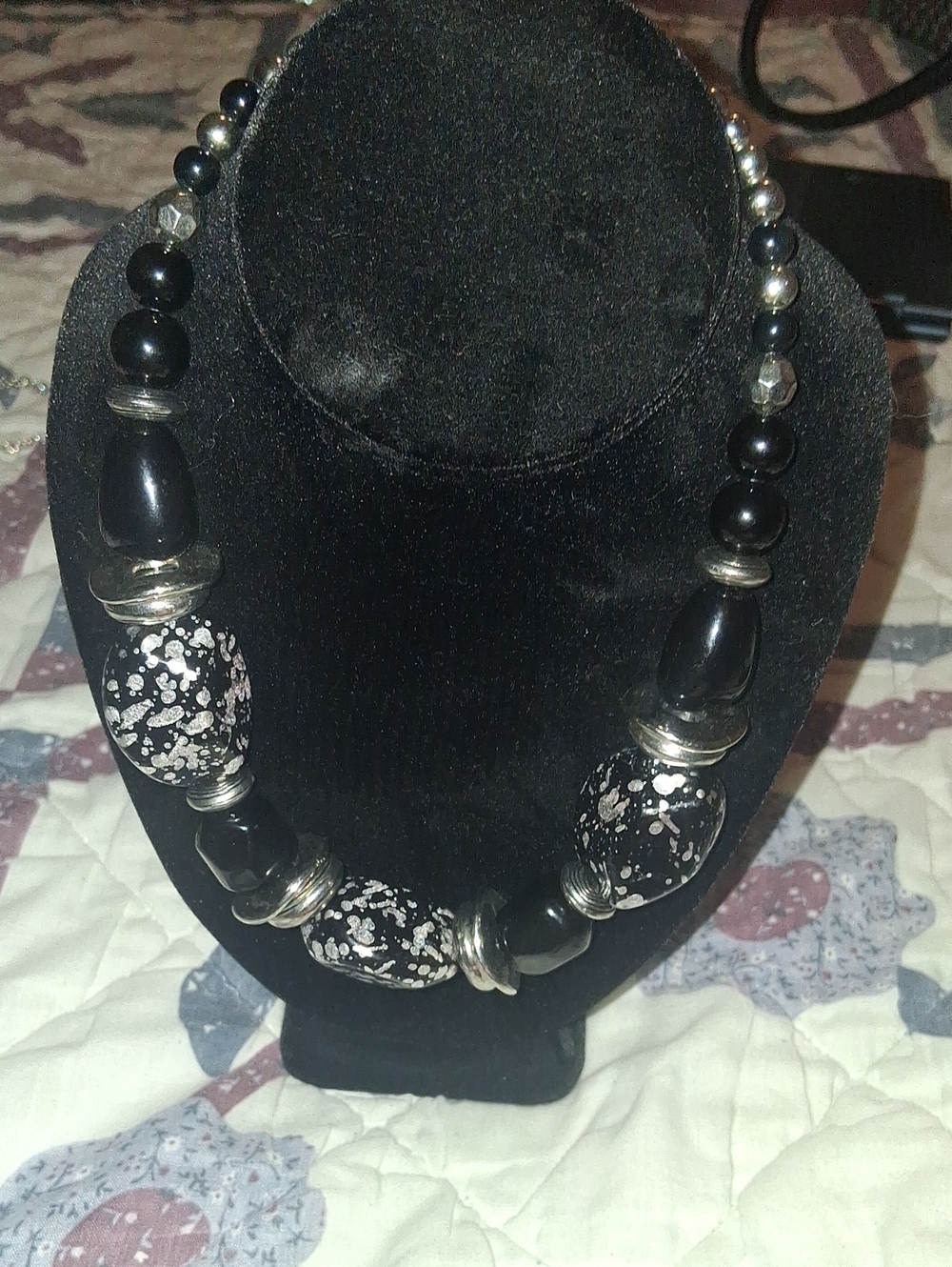 Black Beaded Statement Necklace